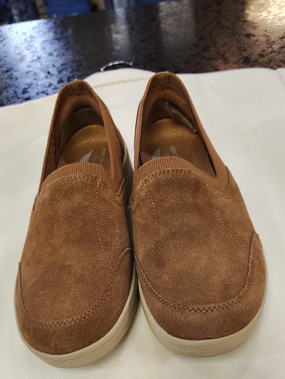 Skechers Brown Suede Slip-On Sneakers